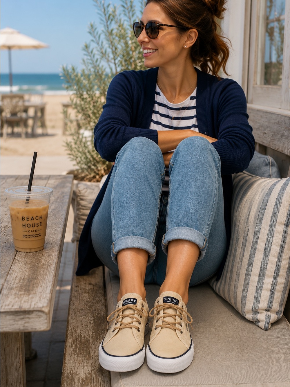 Sperry Crest Vibe Cream Canvas Sneakers Women’s 8.5